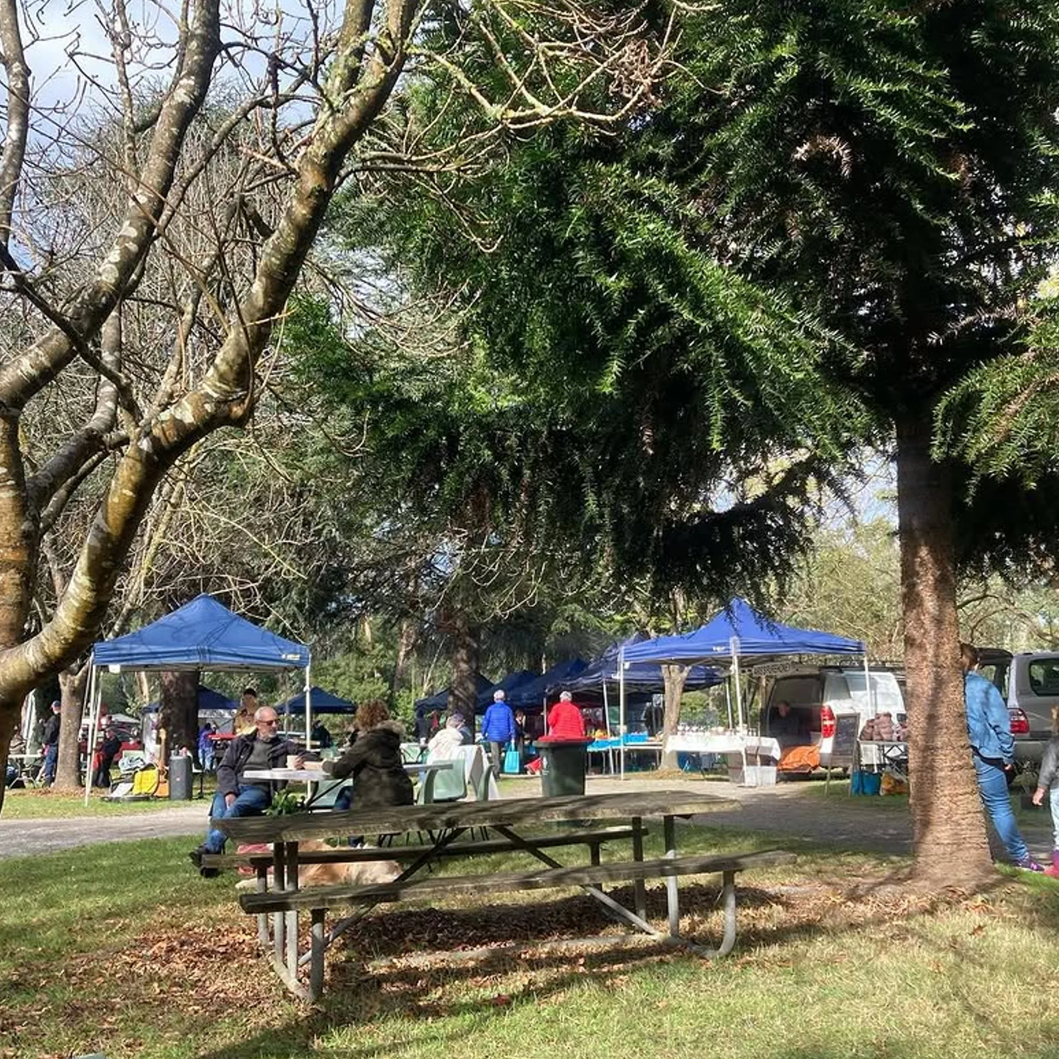 koonwarra-style farmers market stalls shoppers